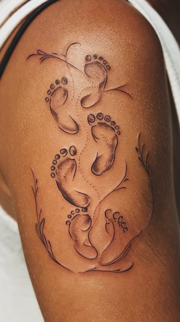 7 Family Tattoo Designs 4 tiny prints on ground
