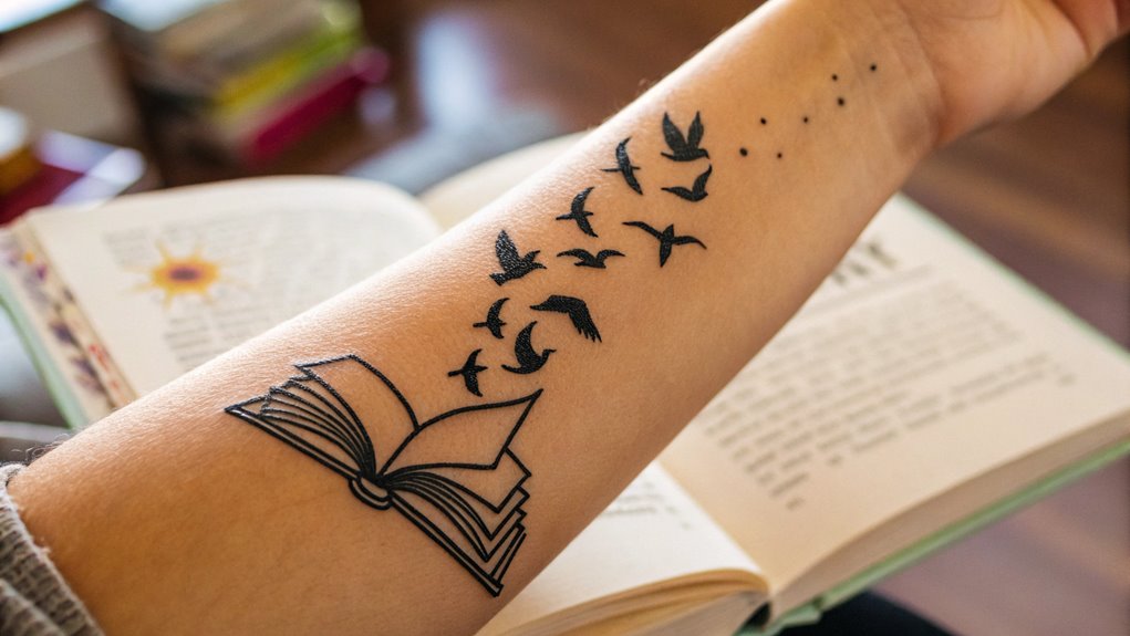 11 Booklover Tattoo Ideas 2 transforming literature into flight