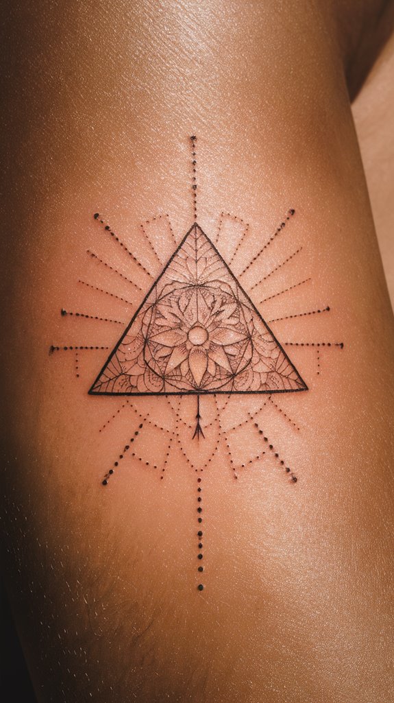 7 Half Mandala Tattoo Ideas 2 triangular mandala geometric design