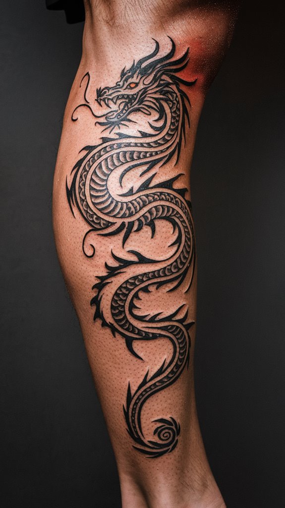 7 Asian Dragon Tattoo Ideas 5 tribal dragon leg design