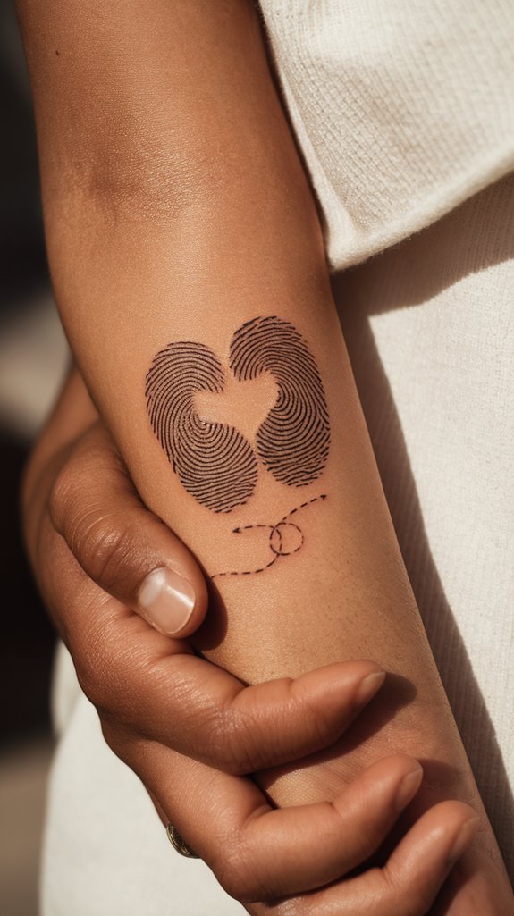 7 Dainty Tattoos for Moms With Kids Ideas 5 unique fingerprint shaped heart