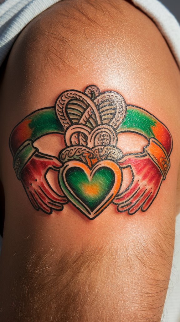 7 Claddagh Tattoo Ideas 3 vibrant claddagh tattoo design