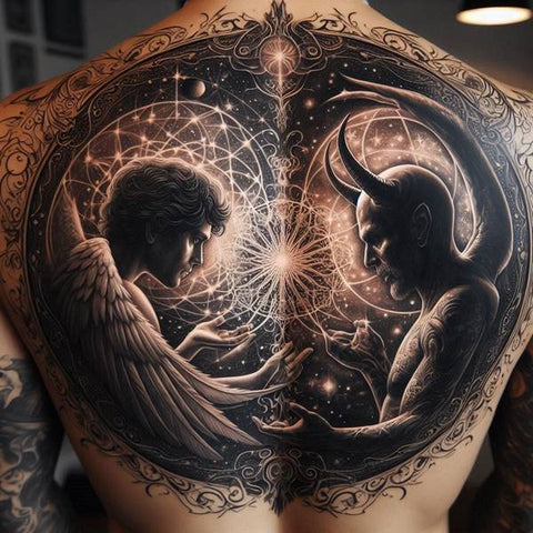 44 Motivating Ideas For Angel Tattoos 11 Angel And Devil Tattoo 2 573c2bb6 b75d 4cf1 a629
