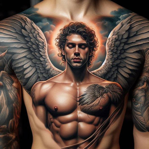 44 Motivating Ideas For Angel Tattoos 29 Angel Chest Tattoo 2 b3e69474 b12b 4005 af25