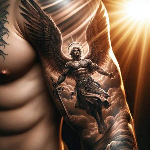 44 Motivating Ideas For Angel Tattoos 32 Arch Angel Tattoo 1 d2ff6196 f82c 4496 a534