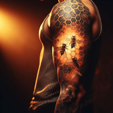 Bee And Honeycomb Tattoo
