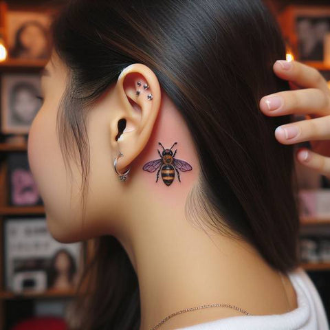 33 Cute Yet Meaningful Tattoos Behind The Ear 32 Bee Tattoo Behind The Ear e3d2eb55 a95c 4e45 aa02