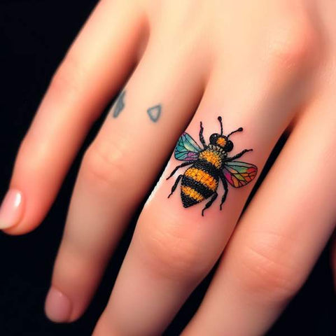 Bee Tattoo on Finger
