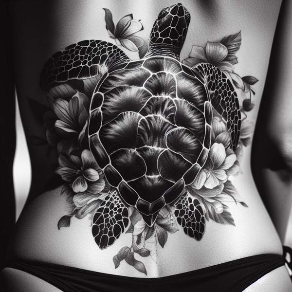 Black And White Sea Turtle Tattoo836d