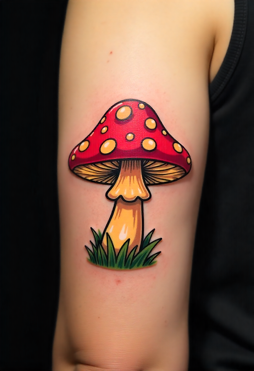 Cartoon Mushroom Tattoo 1