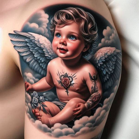 44 Motivating Ideas For Angel Tattoos 21 Cherub Angel Tattoo 2 56a1c998 a289 4149 982e