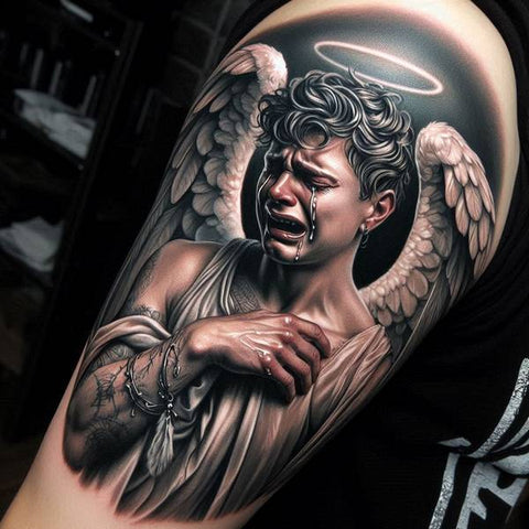 44 Motivating Ideas For Angel Tattoos 36 Crying Angel Tattoo 1 332c3b1d ad62 4834 a022