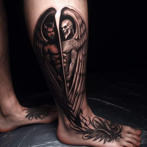 25 Majestic Angel Wing Tattoos: Explore Unique Designs for a Bold and Mystical Look 9 Devil And Angel Wing Tattoo 2170e