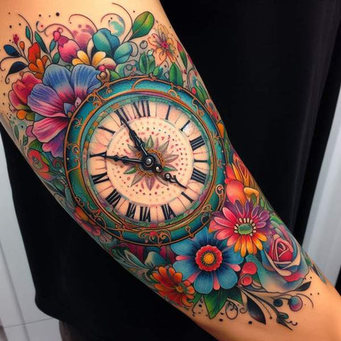 30 Unique Clock Tattoo Ideas with Deep and Multifaceted Meanings 35