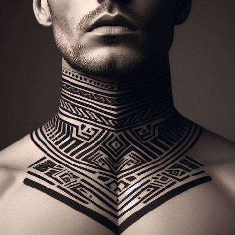 24 Masculine Throat Tattoos For Men 11