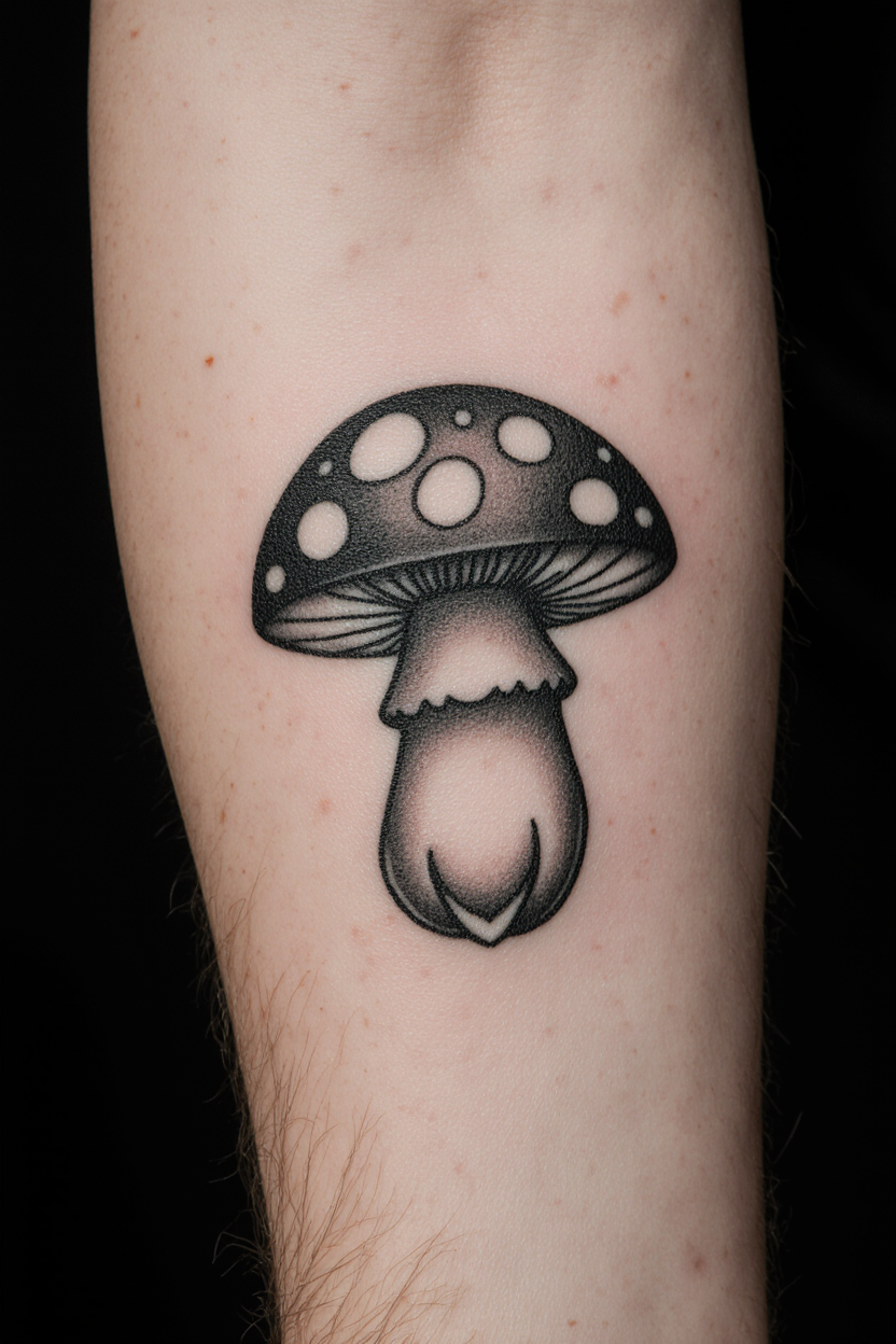 Geometric Mushroom Tattoo 1