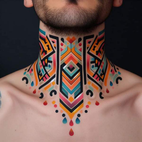 24 Masculine Throat Tattoos For Men 3