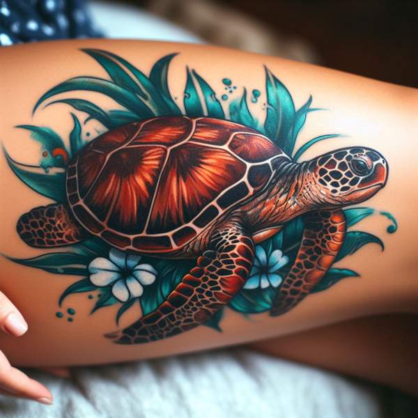 Hawaiian sea turtle tattoo 2c6f1
