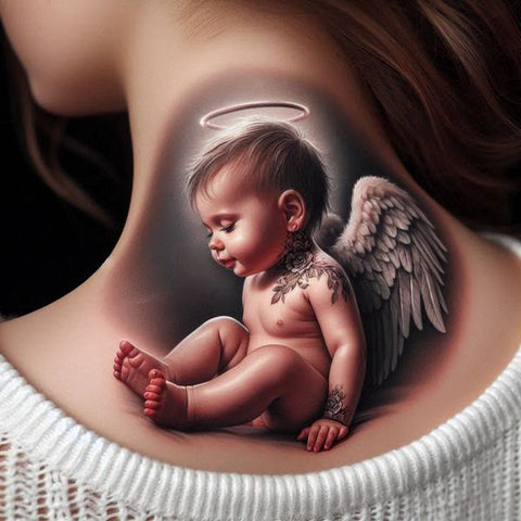 44 Motivating Ideas For Angel Tattoos 9 Infant Angel Tattoo 2 fa2e94d6 4528 467c bdf0