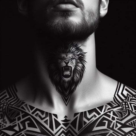 24 Masculine Throat Tattoos For Men 13