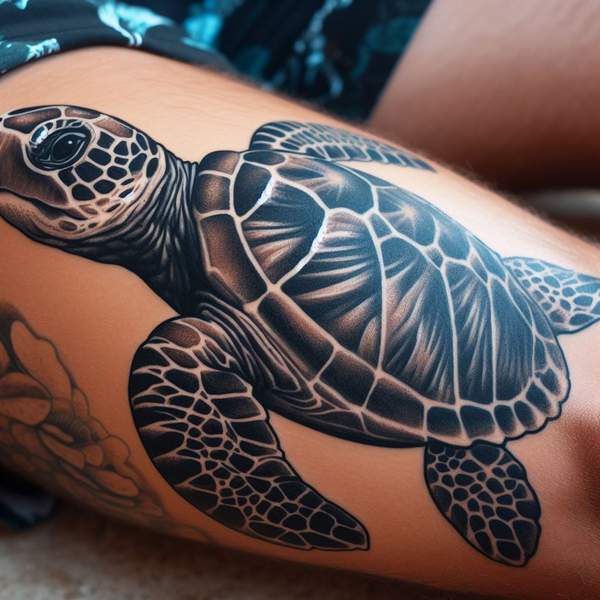 Realistic sea turtle tattoo 22105
