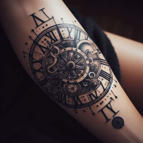 30 Unique Clock Tattoo Ideas with Deep and Multifaceted Meanings 31