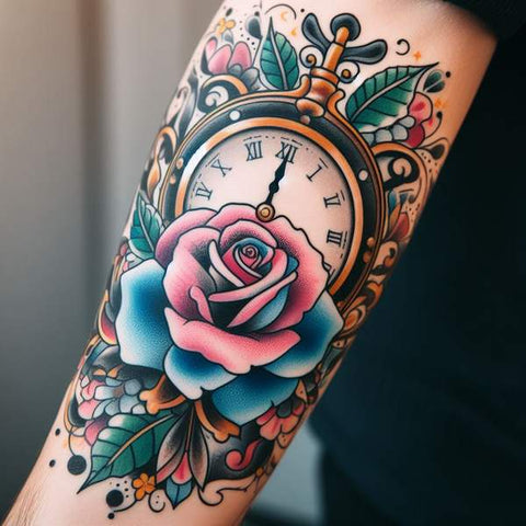 30 Unique Clock Tattoo Ideas with Deep and Multifaceted Meanings 3