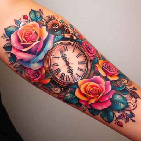 30 Unique Clock Tattoo Ideas with Deep and Multifaceted Meanings 4