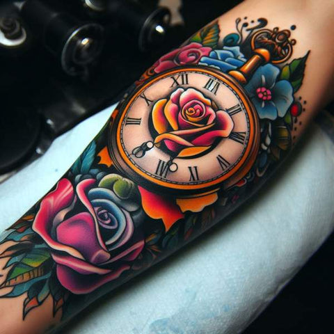 30 Unique Clock Tattoo Ideas with Deep and Multifaceted Meanings 5