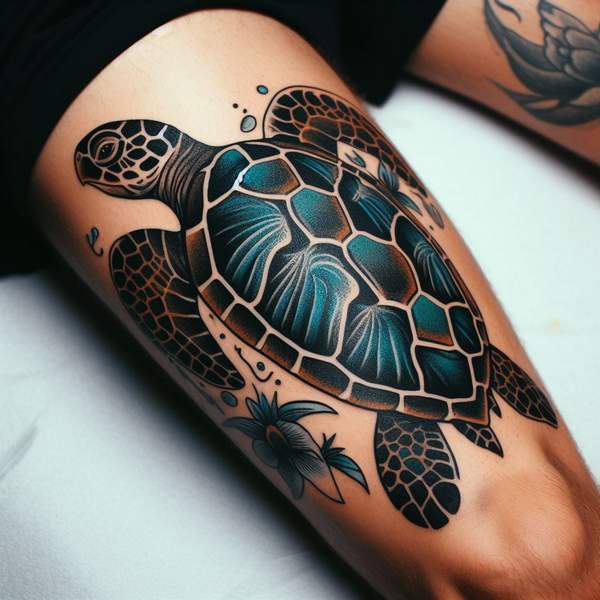 Sea Turtle Tattoo on Thigh2fcc