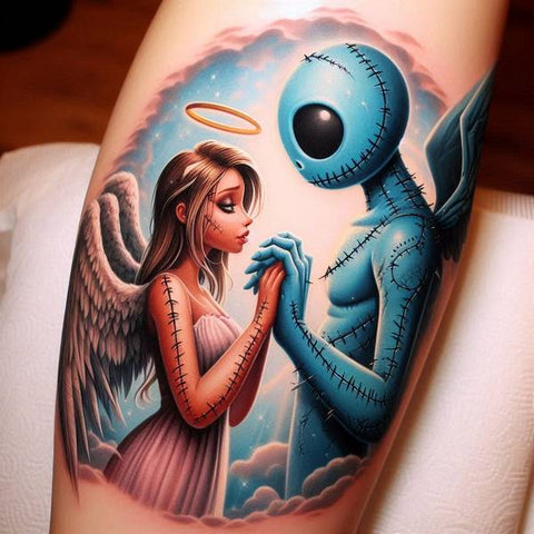 44 Motivating Ideas For Angel Tattoos 43 Stitch And Angel Tattoo d4e6ca7b 574a 4de3 ac2d