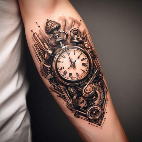 30 Unique Clock Tattoo Ideas with Deep and Multifaceted Meanings 11