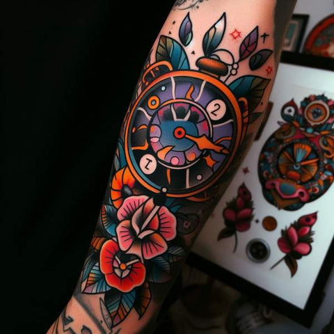 30 Unique Clock Tattoo Ideas with Deep and Multifaceted Meanings 51