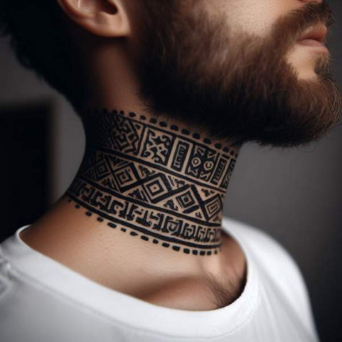 24 Masculine Throat Tattoos For Men 19