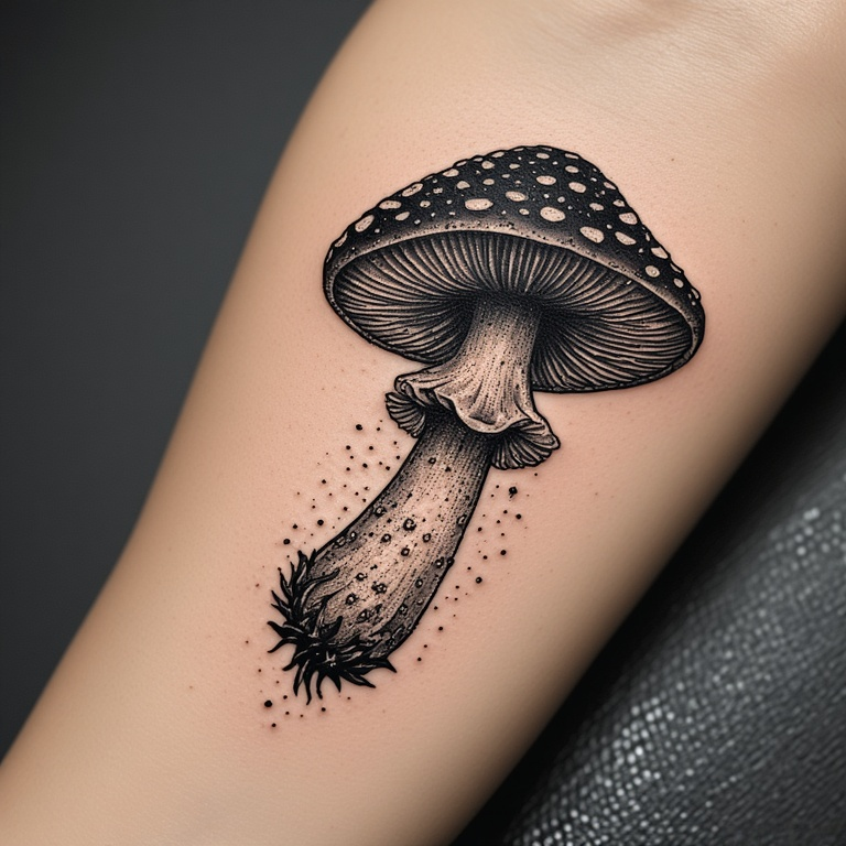Trippy Mushroom Tattoo