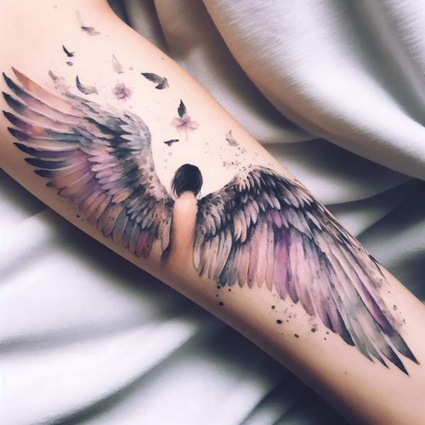 25 Majestic Angel Wing Tattoos: Explore Unique Designs for a Bold and Mystical Look 30 Watercolor Angel Wings Tattoo 11a45