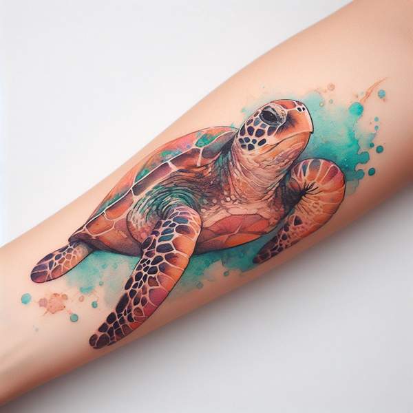 Watercolor sea turtle tattoo 17ad1