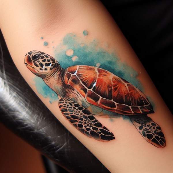 Watercolor sea turtle tattoo 25c75