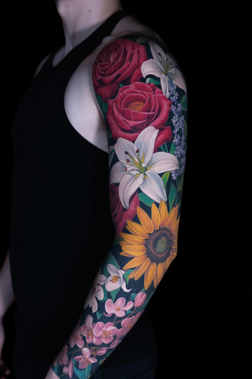 Flower Sleeve Tattoo