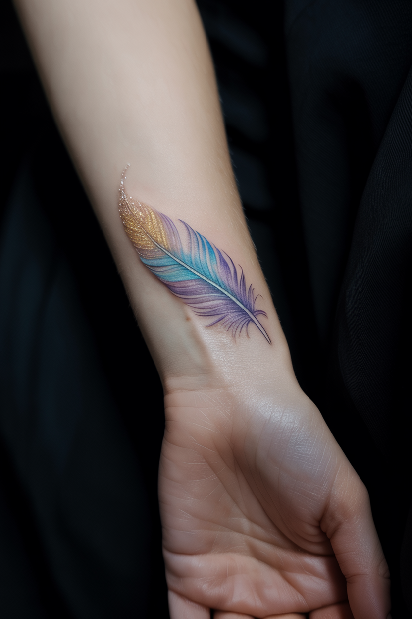 21 Wrist Tattoo Ideas For Women 24 a photograph showcases a delicate feathe 6AHBJZLiTtyH6aJs3yKMXw gpTT