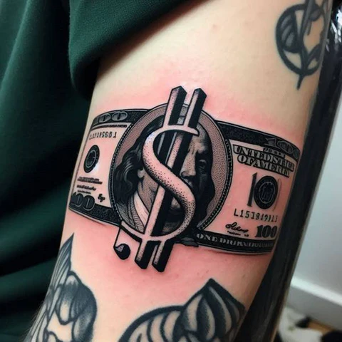 100 Dollar Sign Tatto