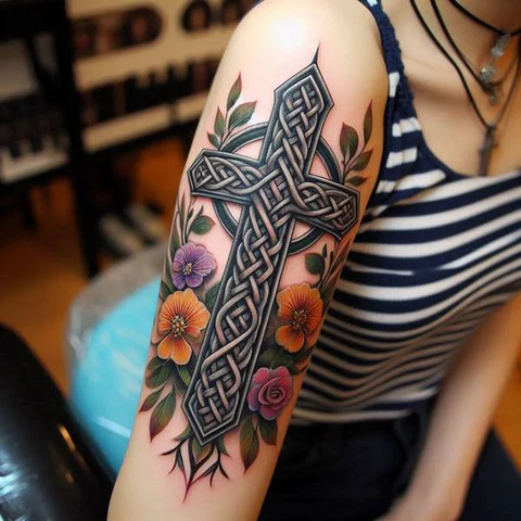 17 Empowering Ideas For Celtic Cross Tattoos 17 3D Celtic Cross Tattoo