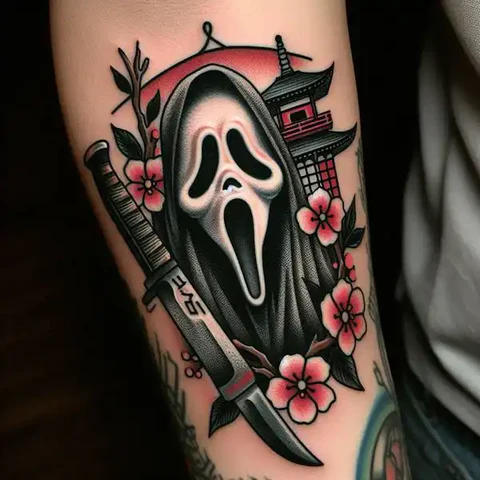 A Conflicting Ambience Radiant Traditional Ghostface Tattoo2
