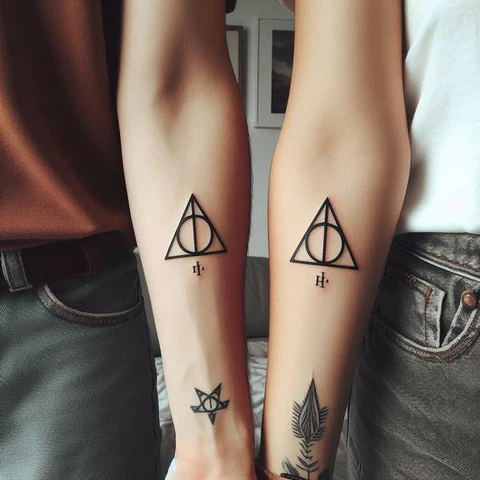 20 Stunning Sibling Tattoo Ideas To Go Back In Time! 21 A Magical BondSymbolic Siblings Harry Potter Tattoo