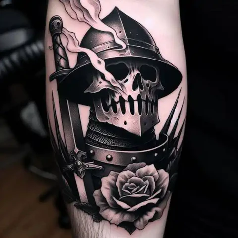 A Medieval Skull Knight Berserk Tattoo With Twist