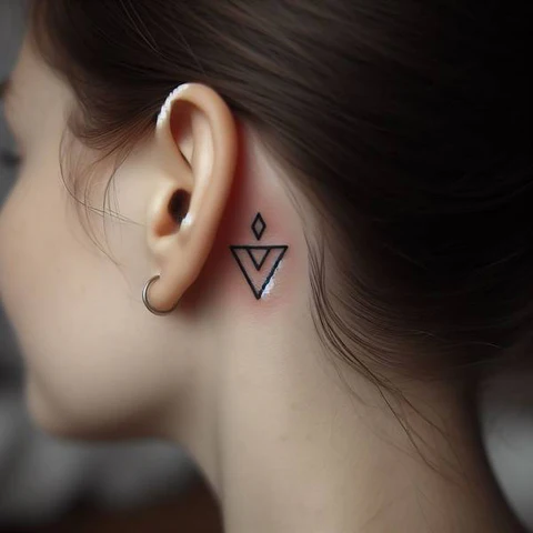 20 Glorious Valknut Tattoo Ideas To Unleash Your Inner Warrior 32 A Motif Of Power Sensual Valknut Tattoo Behind The Ear