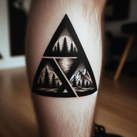 20 Glorious Valknut Tattoo Ideas To Unleash Your Inner Warrior 16 A Mystical Ambiance Scenic Valknut Tattoo On Leg