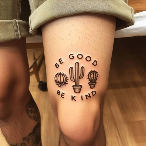 Adorable Above The Knee Tattoo Words2
