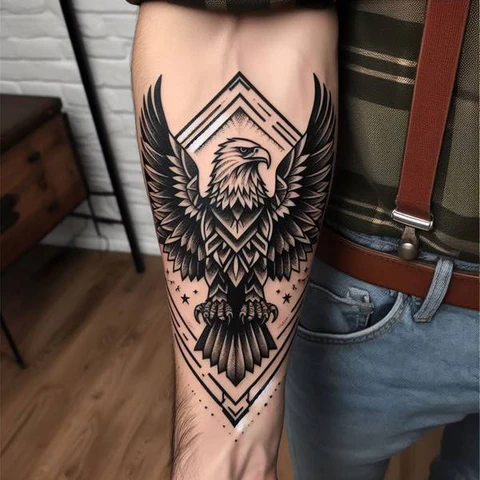 42 Exquisite Eagle Tattoo Ideas 39 Alluring Geometric Eagle Tattoo