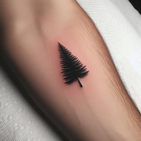 Alluring Pine Tree Silhouette Tattoo